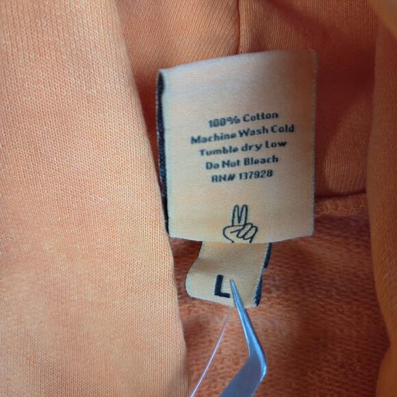 NWT Only NY Mens Large Orange Hoodie Sweatshirt FLAWED - Picture 12 of 15